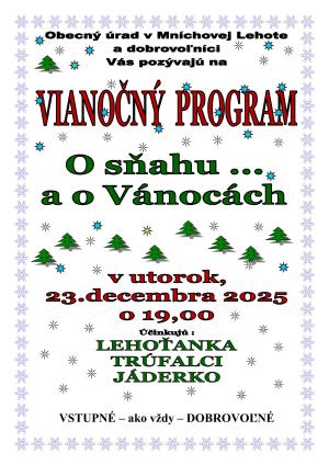 Vianočný program „O snehu… a o Vánocách“